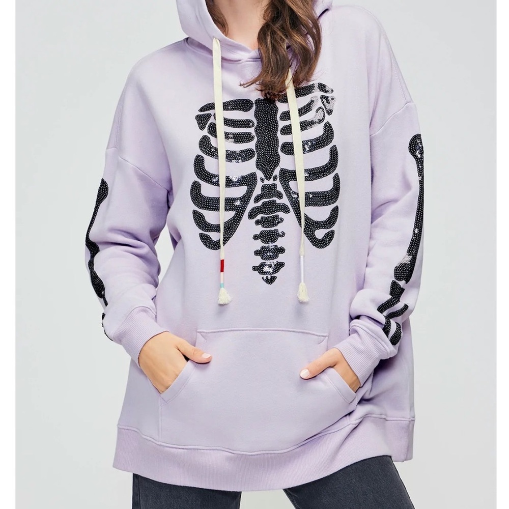 Wildfox Rockstar Ribcage Roadtrip Hoodie Thistle
